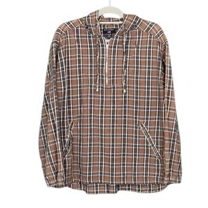 Vintage 90s Men's Plaid Cotton Hoodie Neutral Grunge Hippie Unisex M